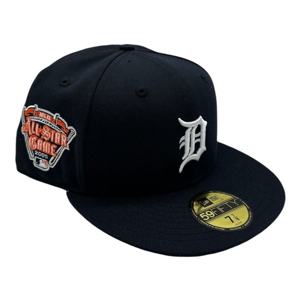 New Era 59Fifty‎ Detroit Tigers Hat Cap 7 7/8 Navy Blue 2005 All Star Game Patch